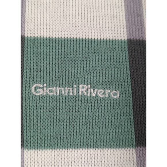 VTG Canda Made in UK Gray Stripe Knit Sweater Crewneck 100% Acrylic Men's 38 - Picture 8 of 12